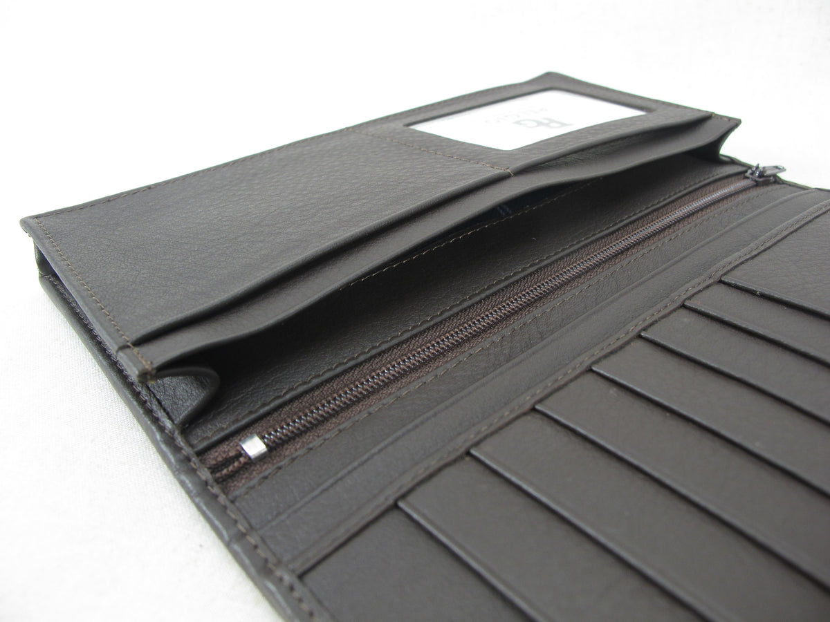 Genuine Polished Stingray Skin Leather Long Checkbook Wallet