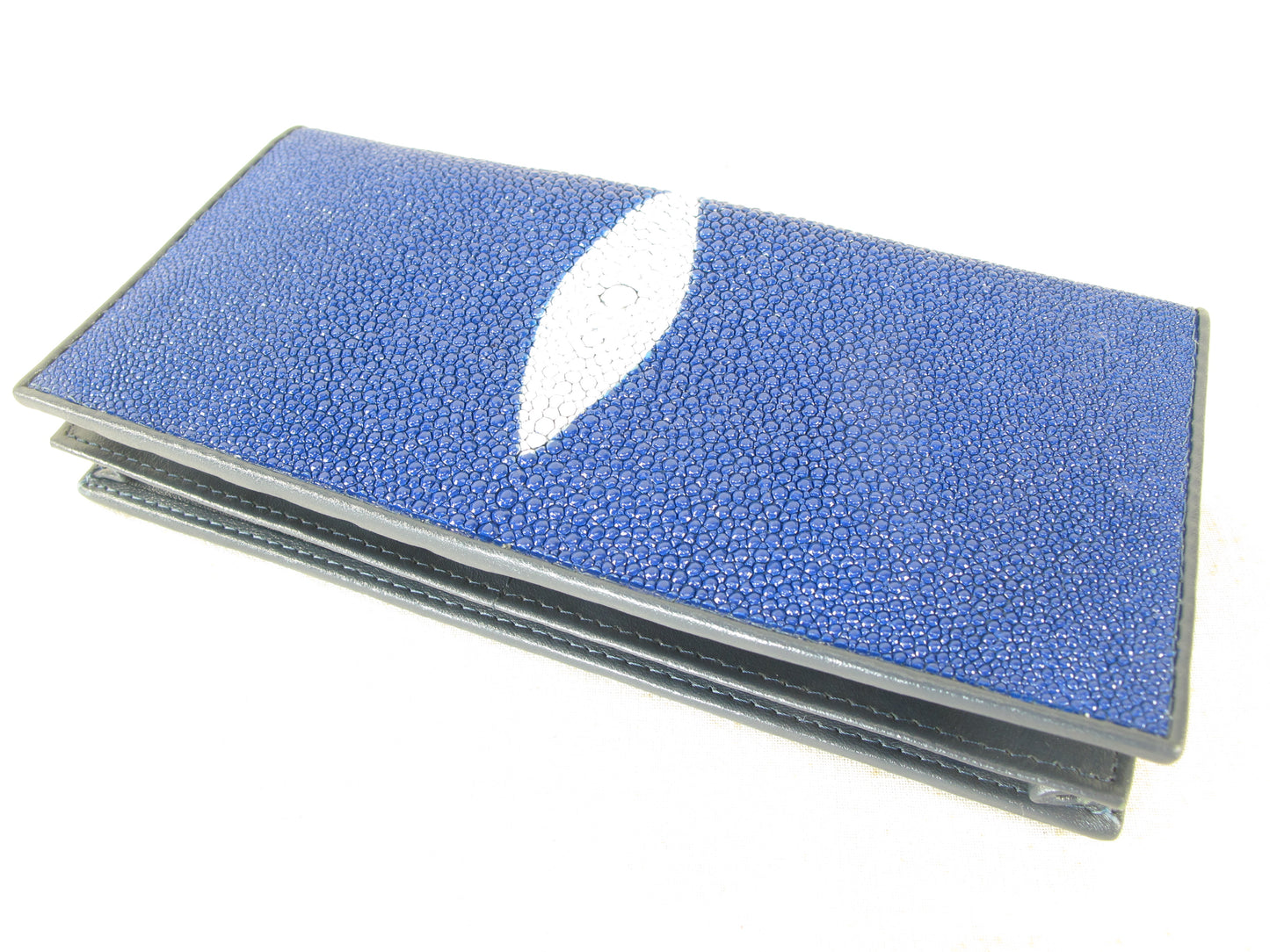 Genuine Stingray Skin Leather Long Checkbook Wallet