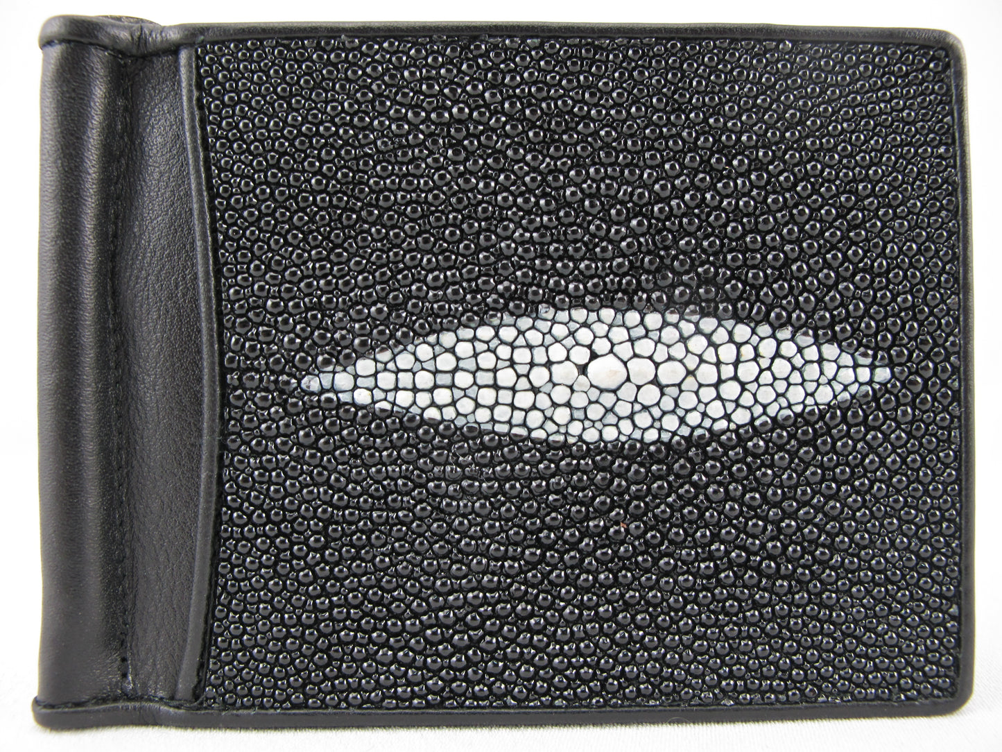Genuine Stingray Skin Leather Money Clip Slim Bifold Men's Wallet