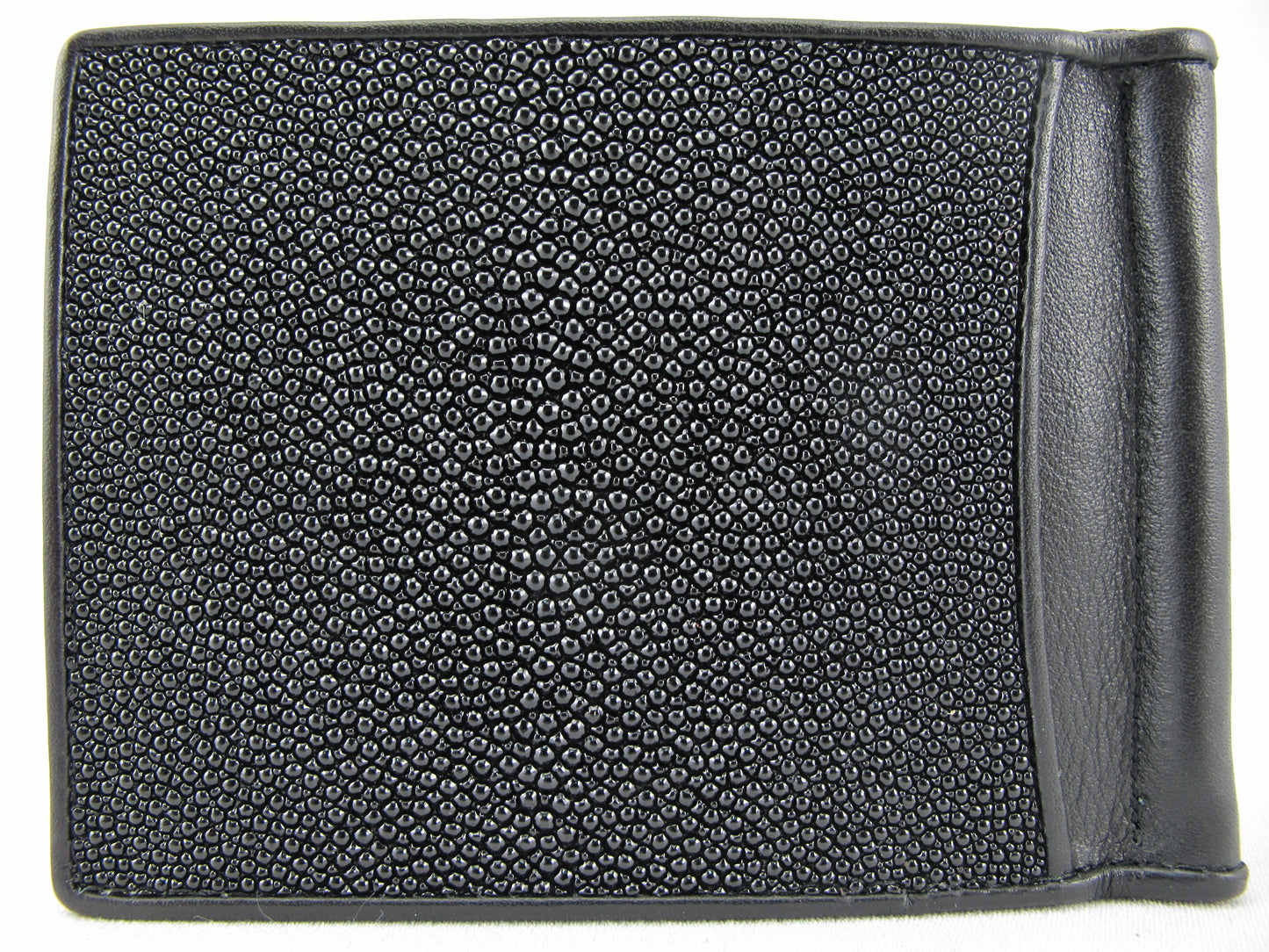 Genuine Stingray Skin Leather Money Clip Slim Bifold Men's Wallet