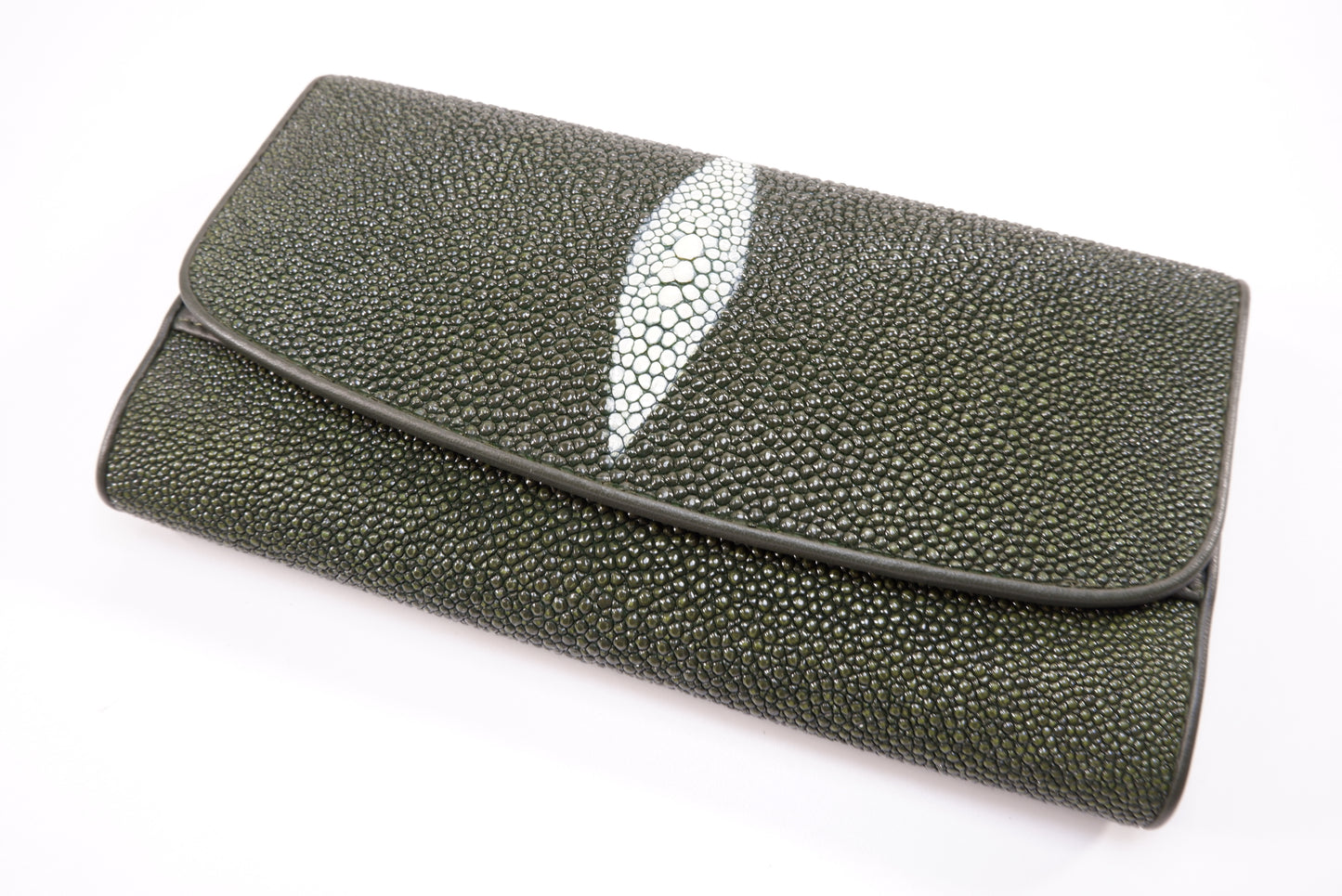 Genuine Stingray Skin Leather Women's Trifold Clutch Wallet Purse