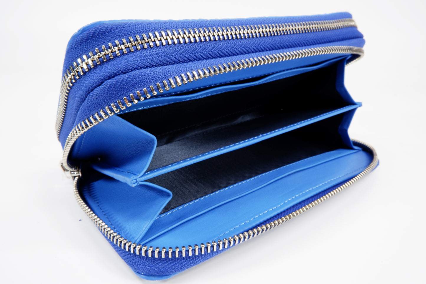 Genuine Polished Stingray Skin Leather Embossed Double Zip Around Clutch Wallet Purse