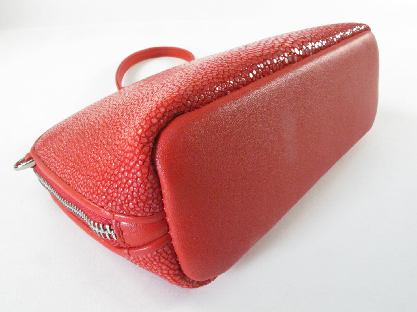 PELGIO Genuine Polished Stingray Skin Leather Women's Zip Wristbag & Shoulderbag Purse