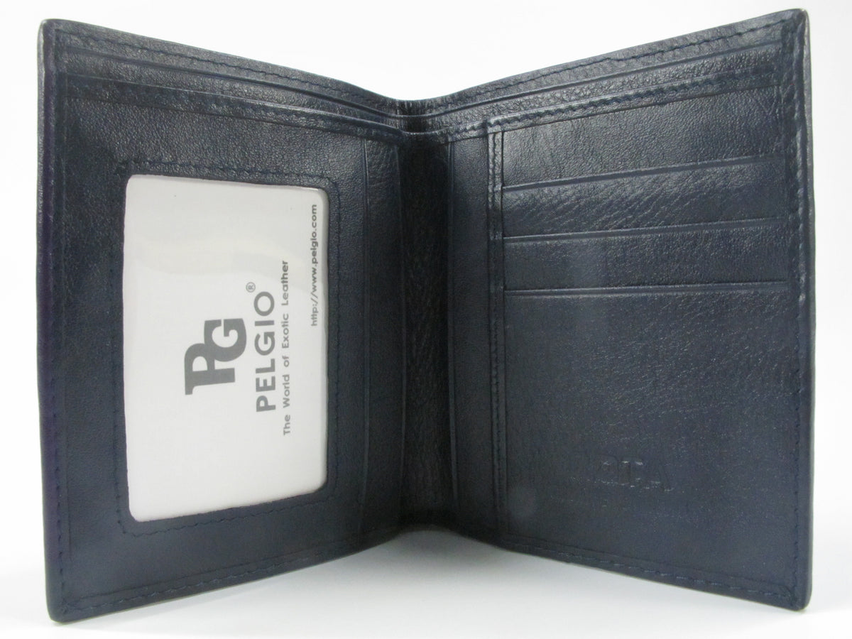Genuine Polished Stingray Skin Leather Vertical Bifold Wallet