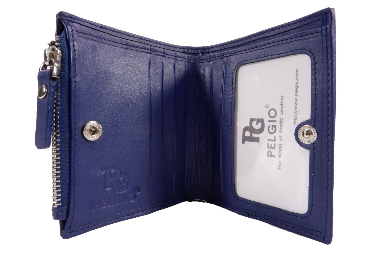 Genuine Polished Stingray Skin Leather Vertical Zip Coins Purse Bifold Wallet