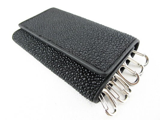 Genuine Stingray Skin Leather Trifold Key Holder Wallet