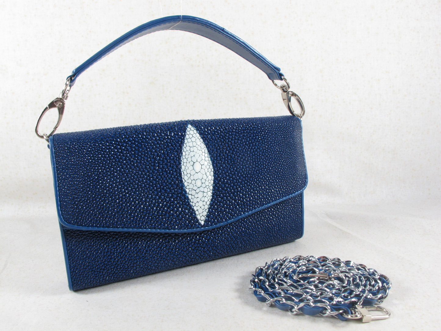 PELGIO Genuine Stingray Skin Leather Women's Clutch & Shoulder Bag