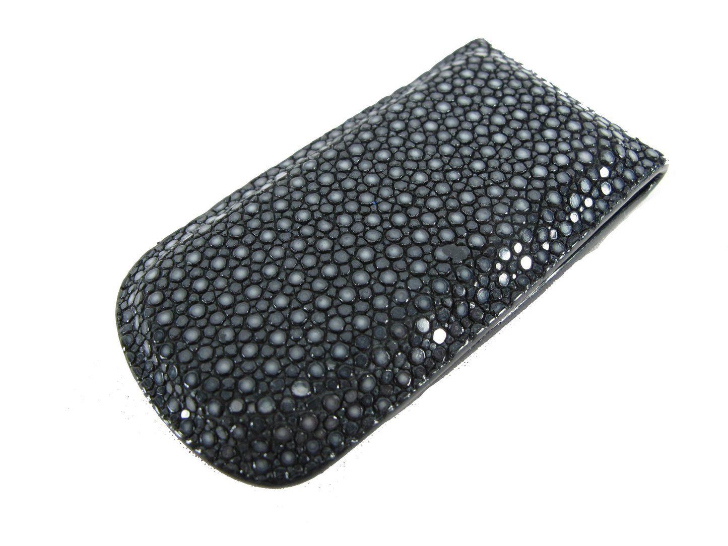 Genuine Polished Stingray Skin Leather Magnetic Money Clip Banknote Wallet