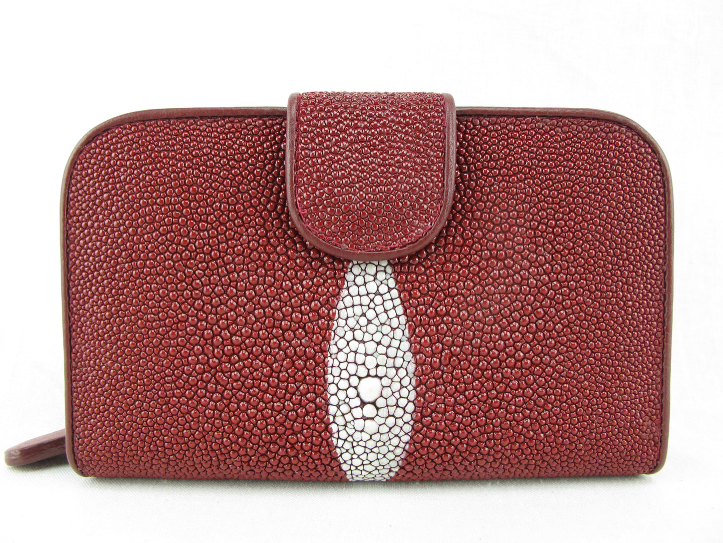 Genuine Stingray Skin Leather Medium Clutch Wallet Zip Coins Purse