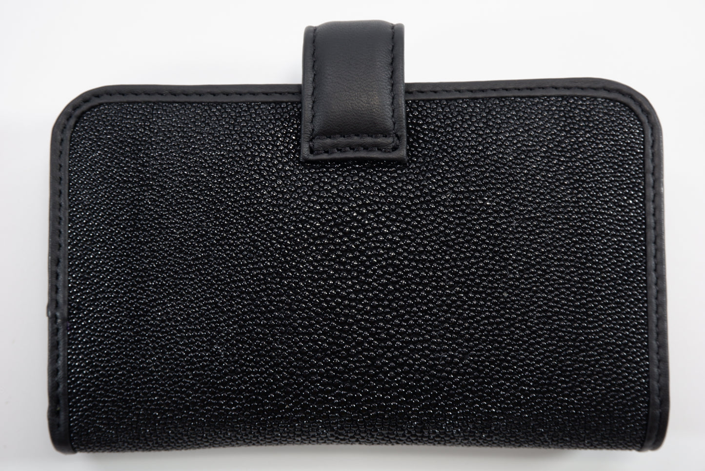 Genuine Stingray Skin Leather Medium Clutch Wallet Coins Purse with Golden Flower