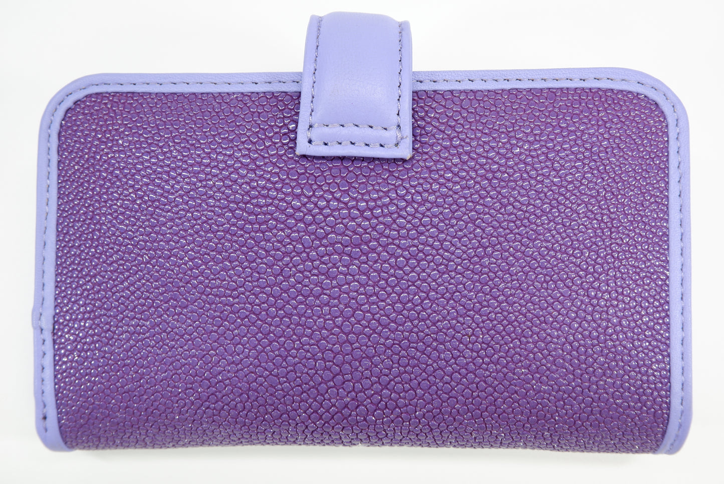 Genuine Stingray Skin Leather Medium Clutch Wallet Coins Purse with Golden Flower