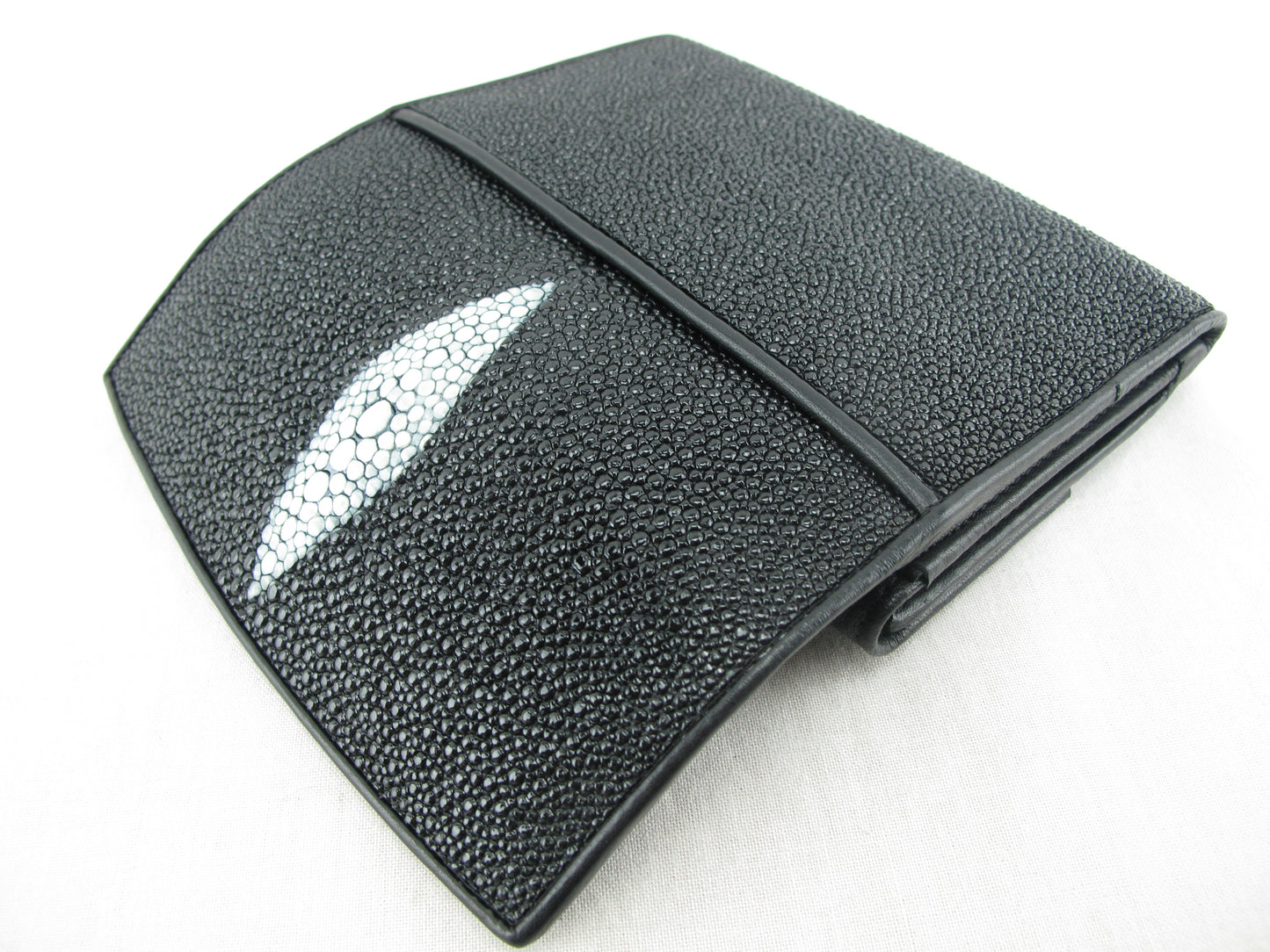 Genuine Stingray Skin Leather Medium Trifold Clutch Wallet Coins Purse