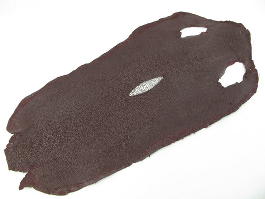 Genuine Stingray Skin Leather Long Shape Hide Pelt Wine Red