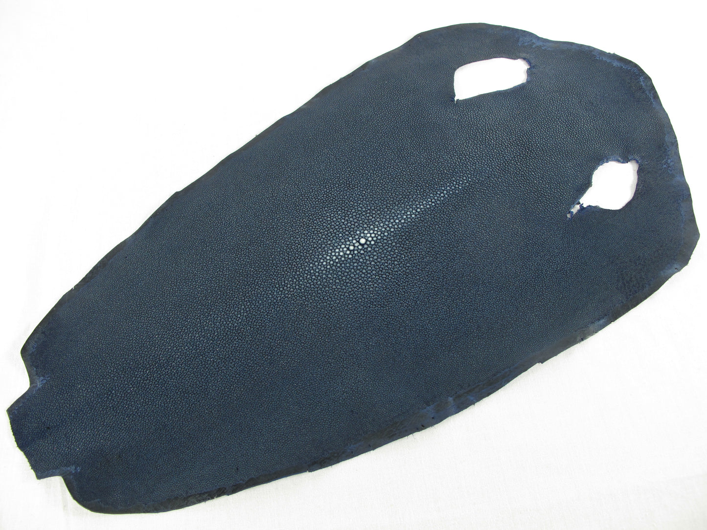 Genuine Polished Stingray Skin Leather Round Shape Hide Pelt Blue