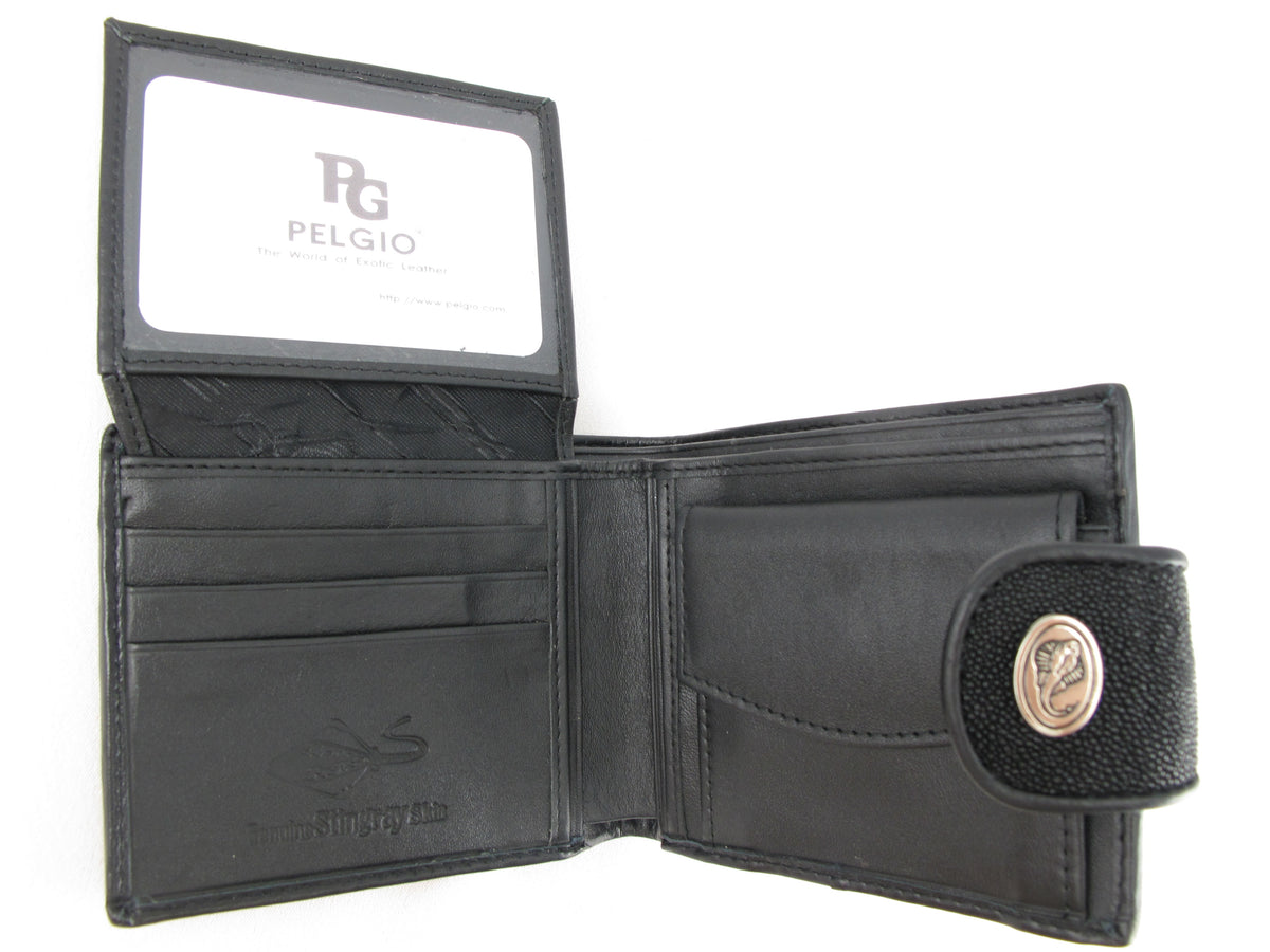 Genuine Stingray Skin Leather Women's Bifold Coins Wallet