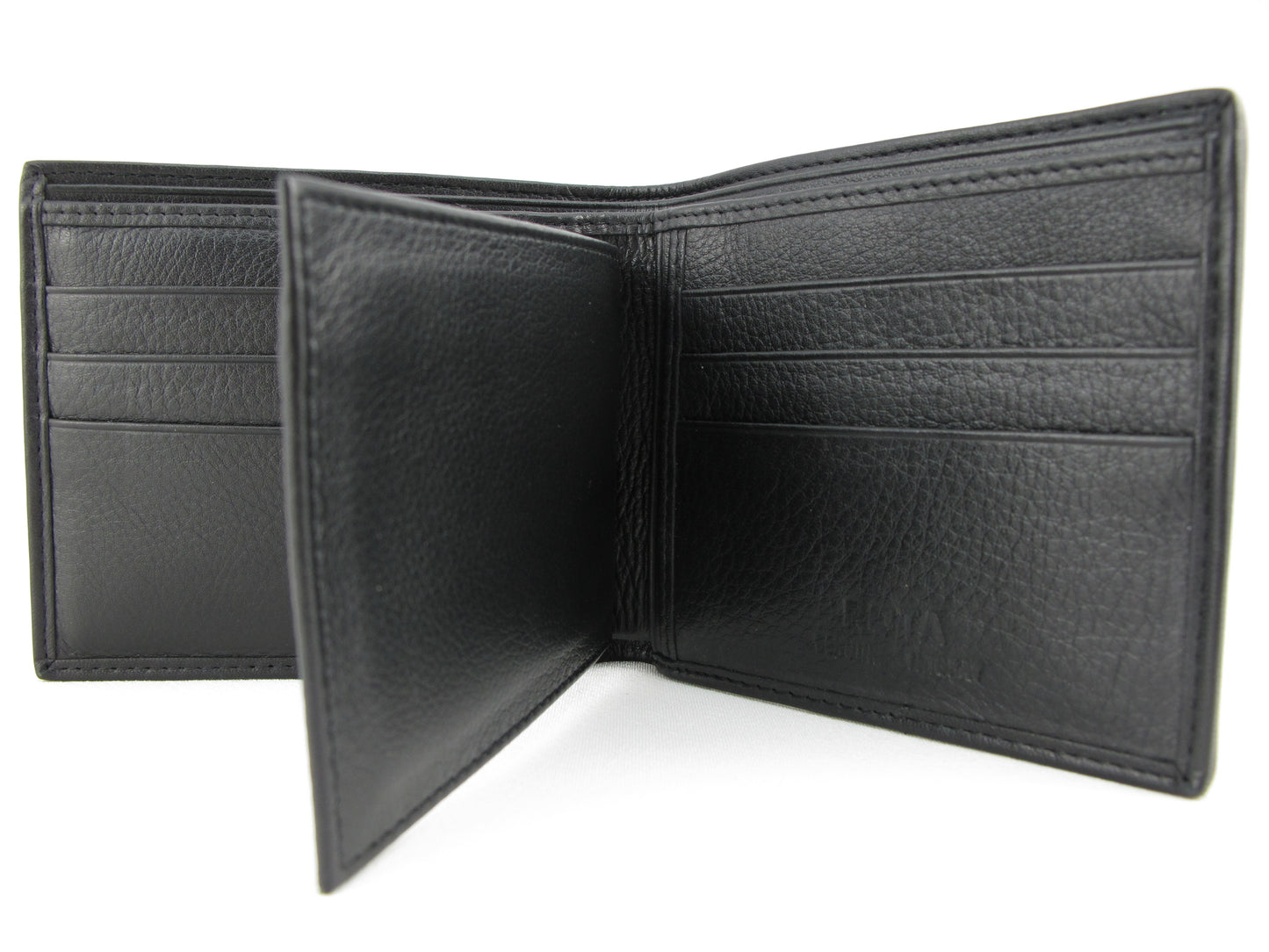 Genuine Polished Stingray Skin Leather Removable Bifold Wallet Black