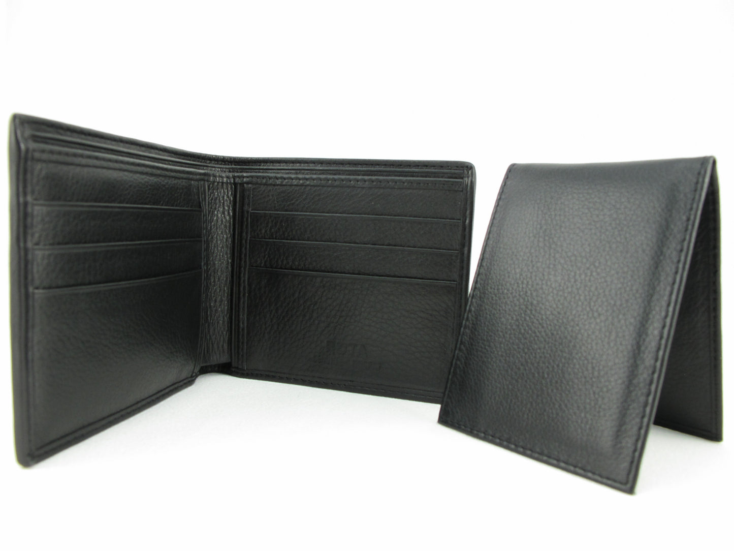 Genuine Polished Stingray Skin Leather Removable Bifold Wallet Black