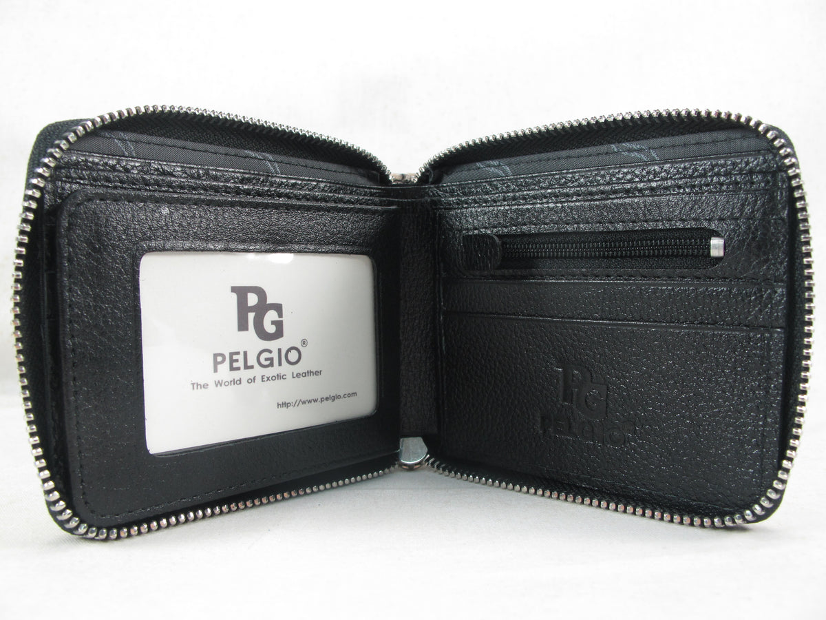 Genuine Polished Stingray Skin Leather Zip Around Bifold Wallet