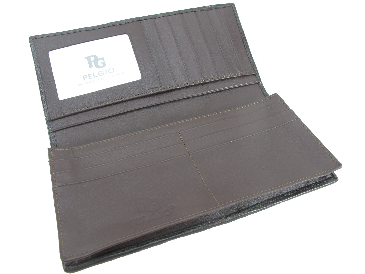 Genuine Crocodile Backbone Skin Leather Checkbook Long Wallet