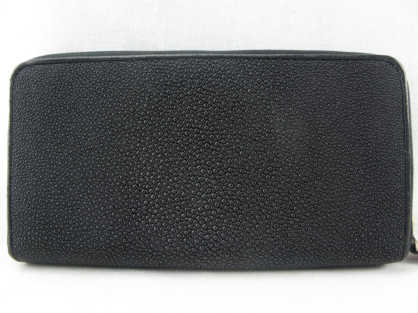 Genuine Stingray Skin Leather Zip Around Clutch Wallet Purse