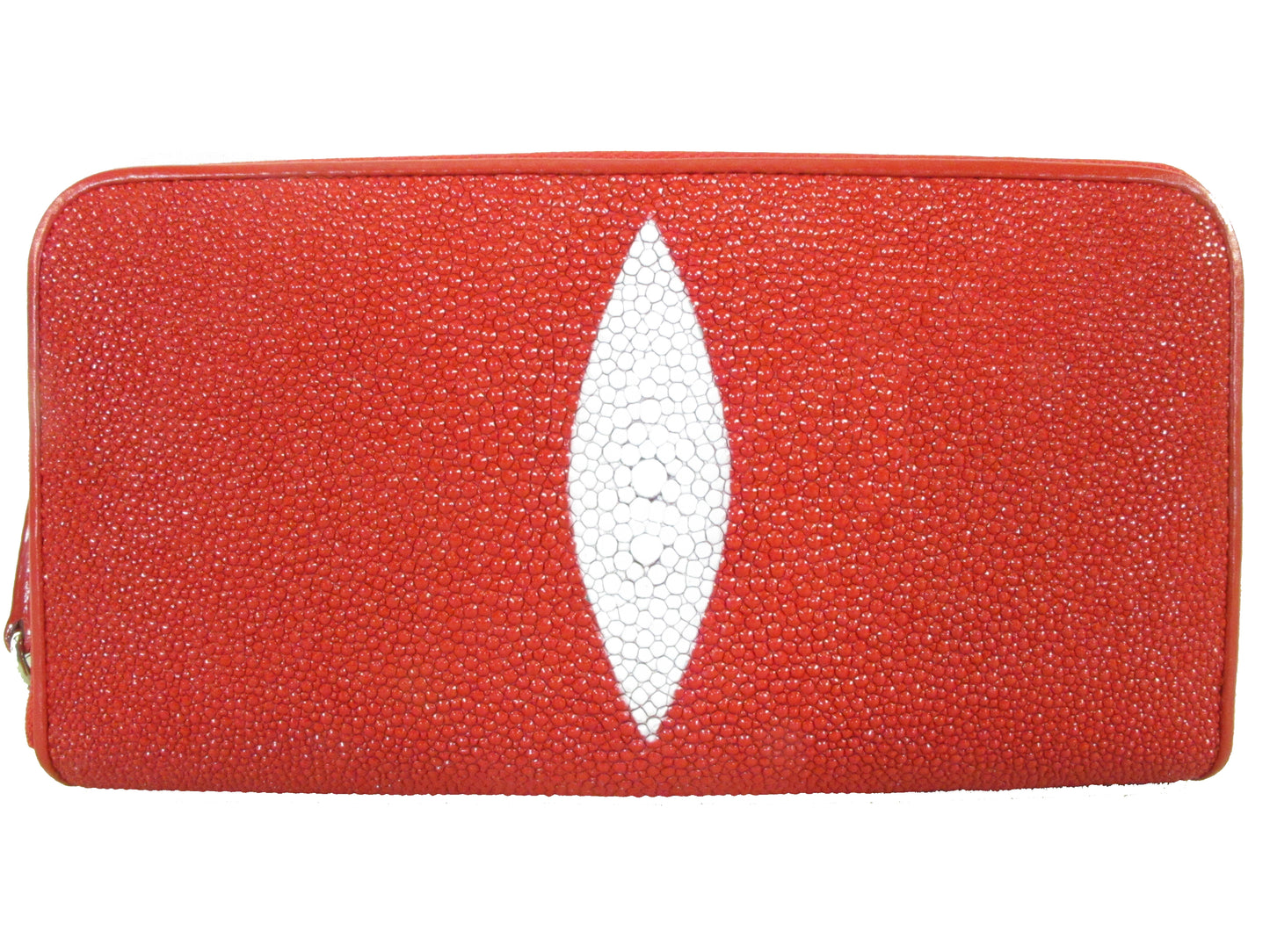 Genuine Stingray Skin Leather Zip Around Clutch Wallet Purse