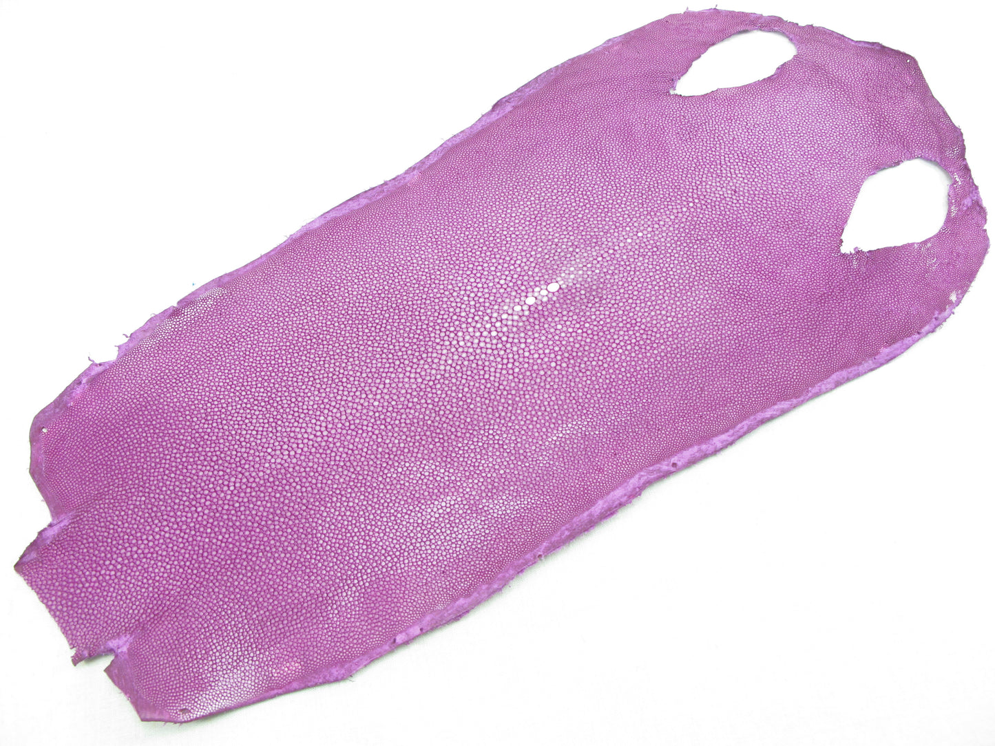 Genuine Polished Stingray Skin Leather Hide Pelt Long Shape Purple