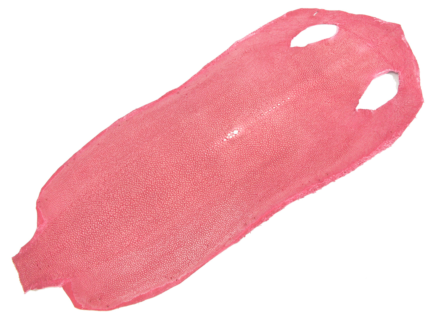 Genuine Polished Stingray Skin Leather Hide Pelt Long Shape Pink