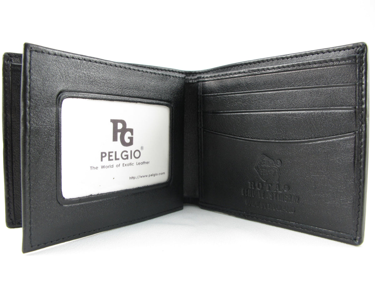 Genuine Stingray Skin Leather Double Stripe Bifold Wallet