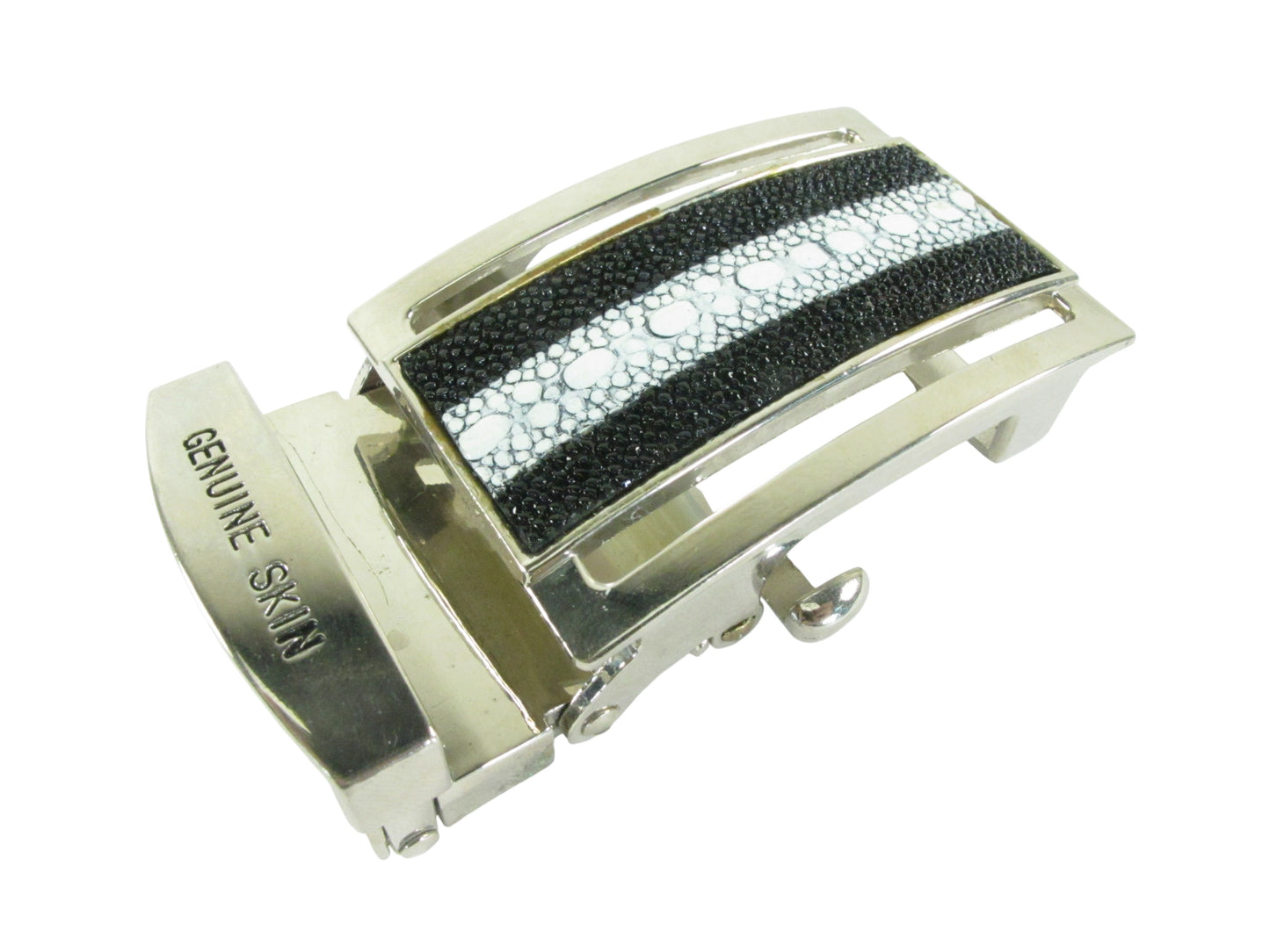 Genuine Stingray Skin Leather Stainless Steel Auto Locking Buckle for Belt without Step