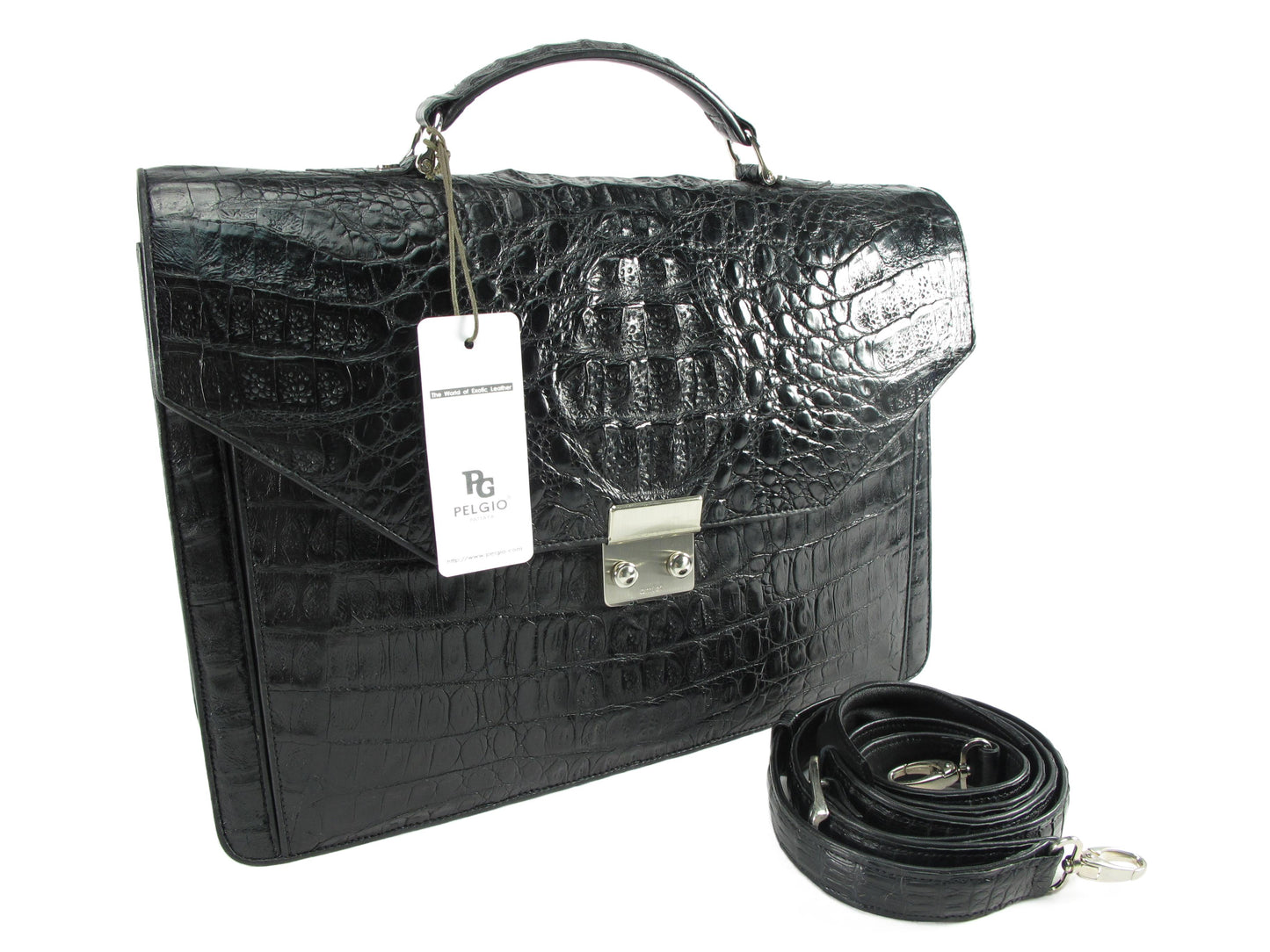 Genuine Caiman Crocodile Skin Leather Men's Handbag Briefcase