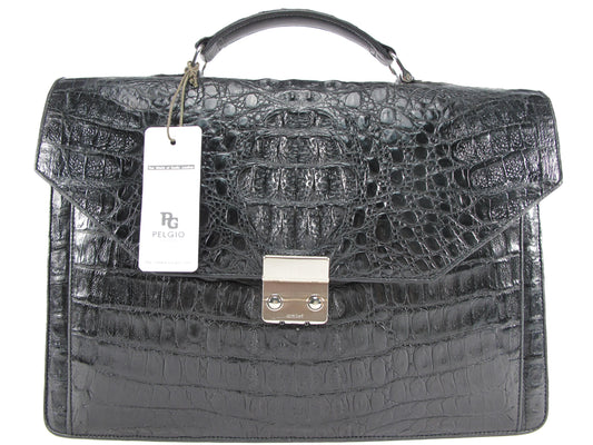 Genuine Caiman Crocodile Skin Leather Men's Handbag Briefcase