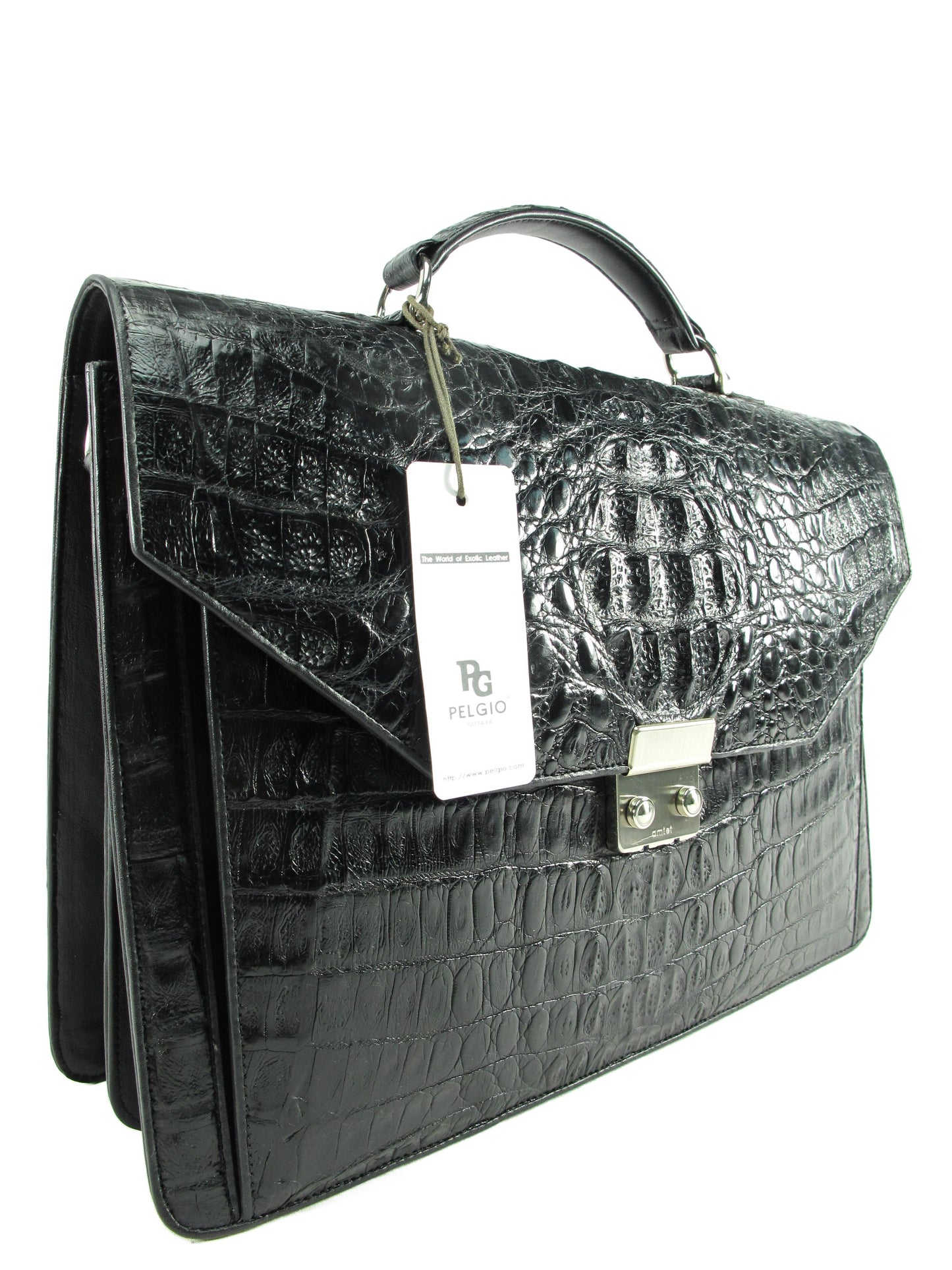 Genuine Caiman Crocodile Skin Leather Men's Handbag Briefcase