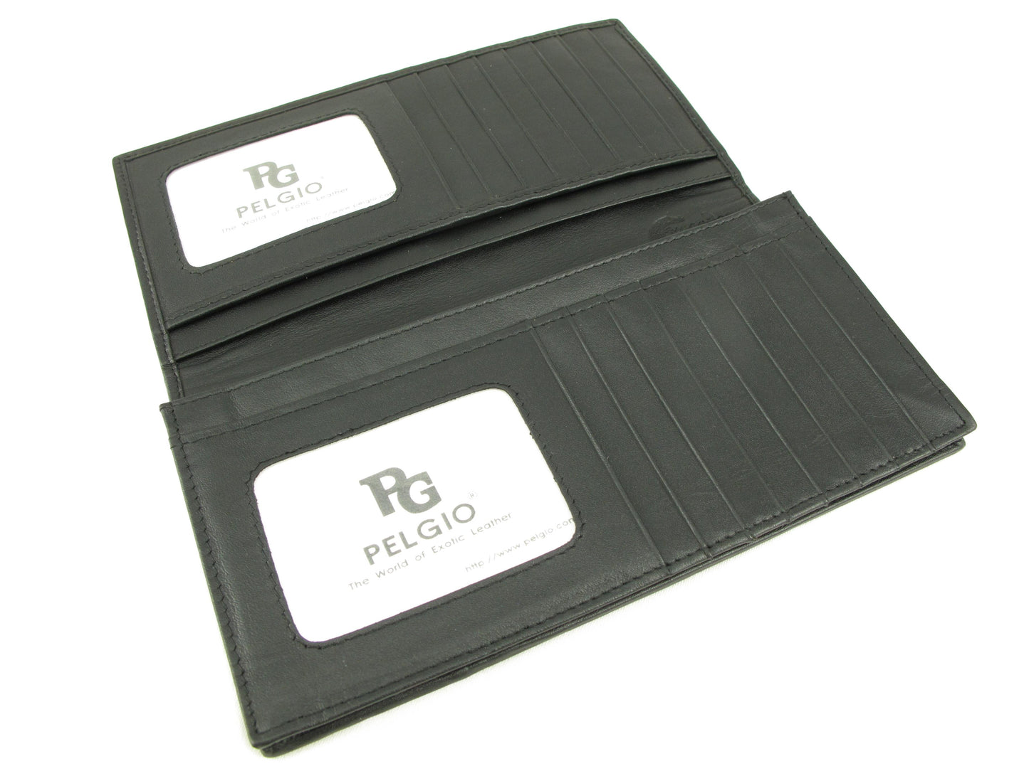 Genuine Caiman Crocodile Hornback Skin Leather Checkbook Long Wallet