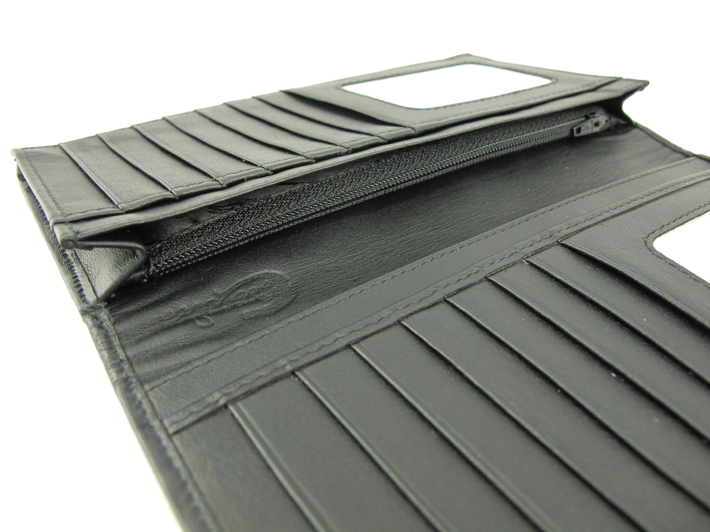 Genuine Caiman Crocodile Hornback Skin Leather Checkbook Long Wallet