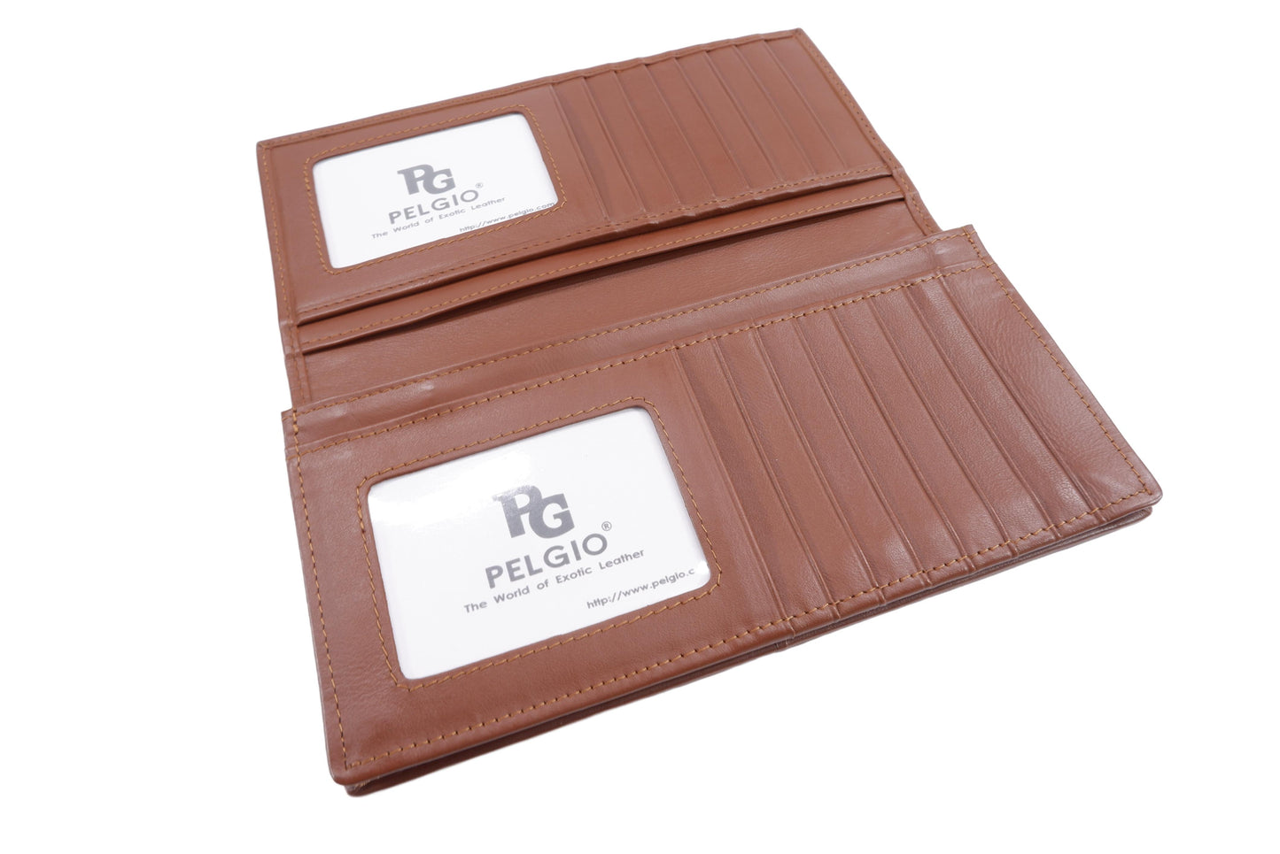 Genuine Caiman Crocodile Hornback Skin Leather Checkbook Long Wallet