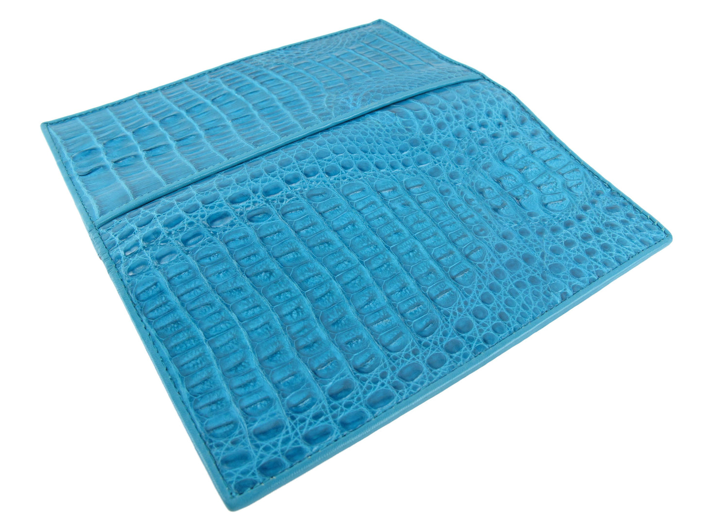 Genuine Caiman Crocodile Hornback Skin Leather Checkbook Long Wallet