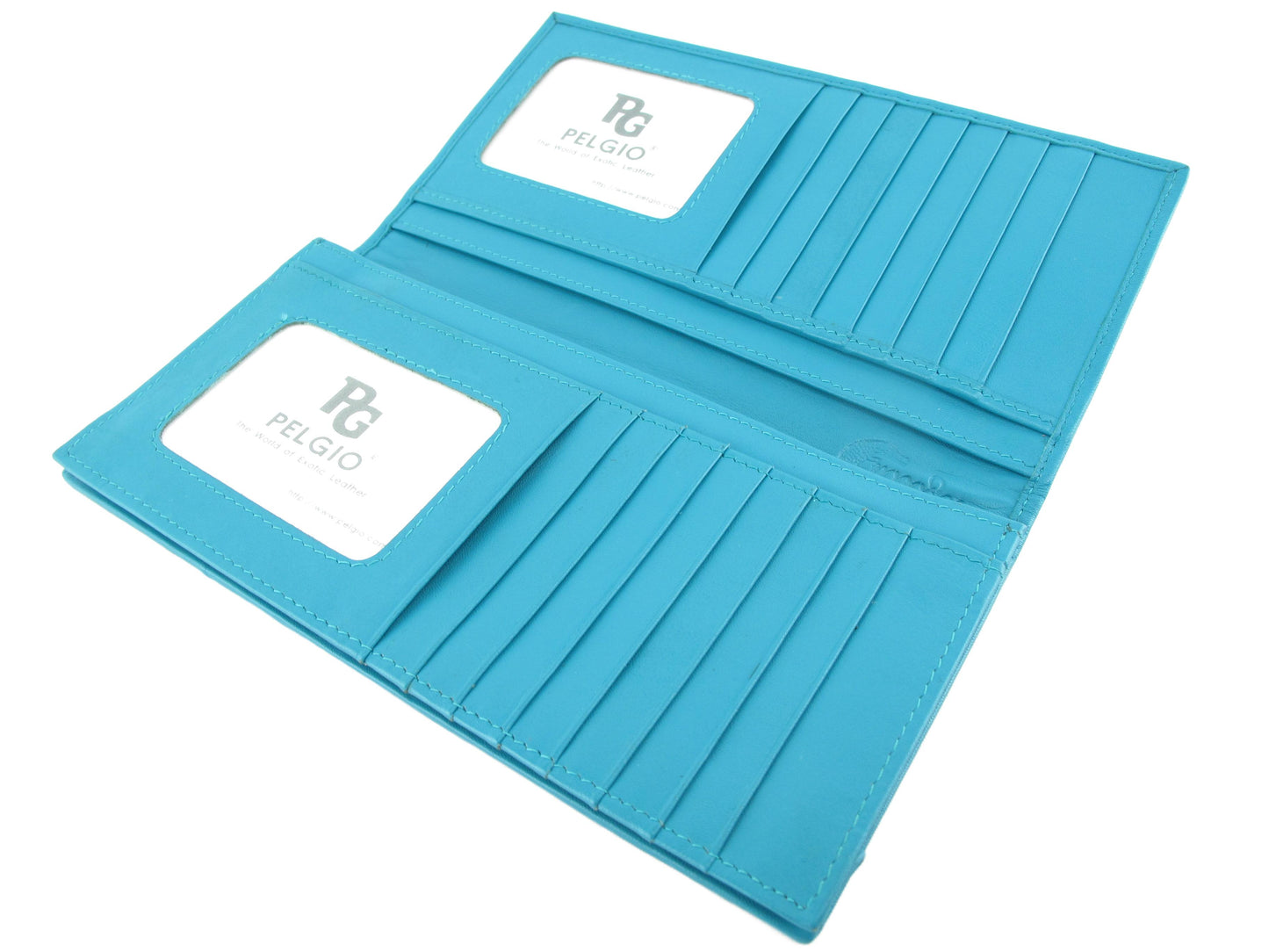 Genuine Caiman Crocodile Hornback Skin Leather Checkbook Long Wallet