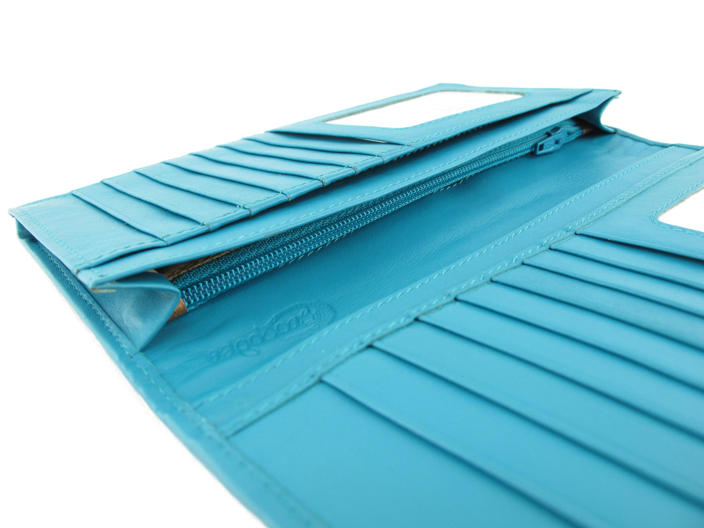 Genuine Caiman Crocodile Hornback Skin Leather Checkbook Long Wallet