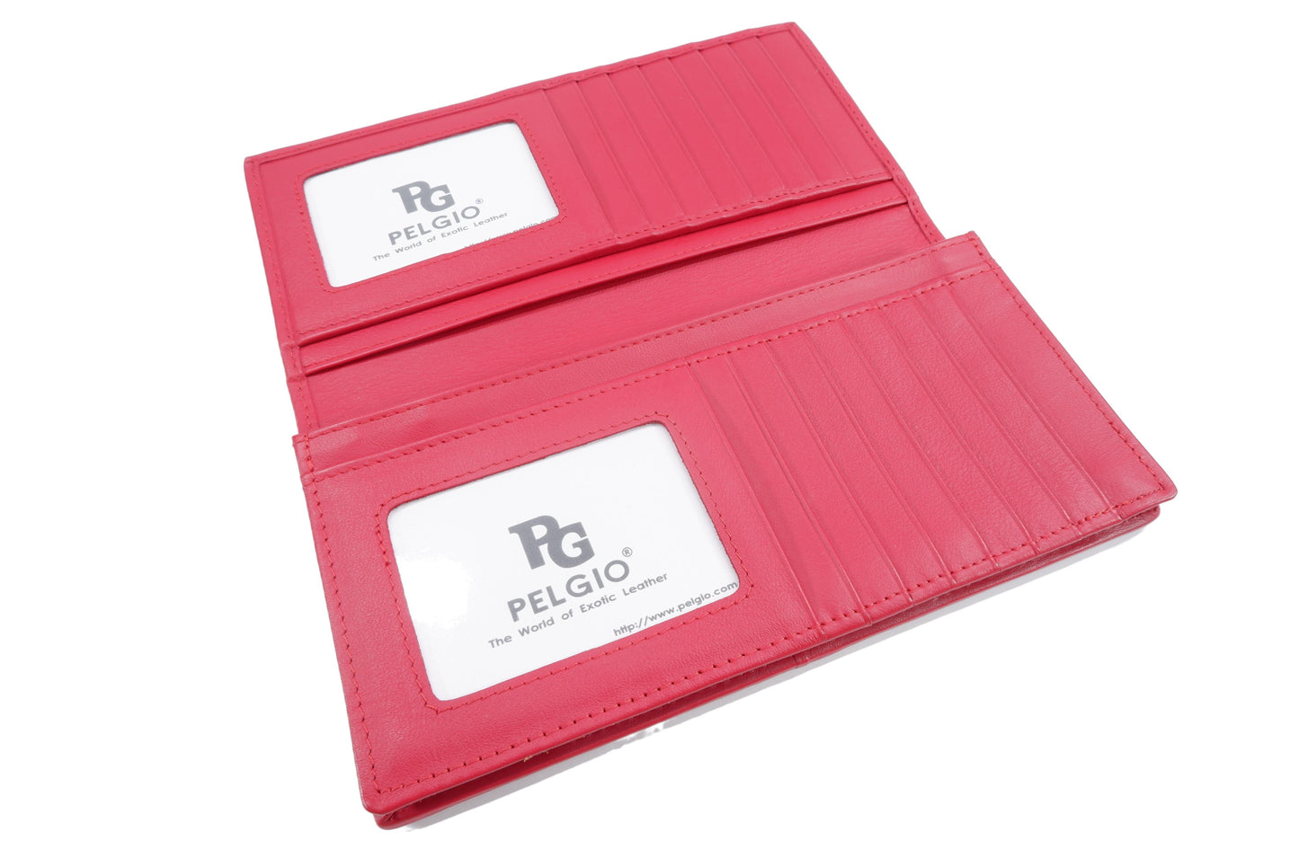 Genuine Caiman Crocodile Hornback Skin Leather Checkbook Long Wallet