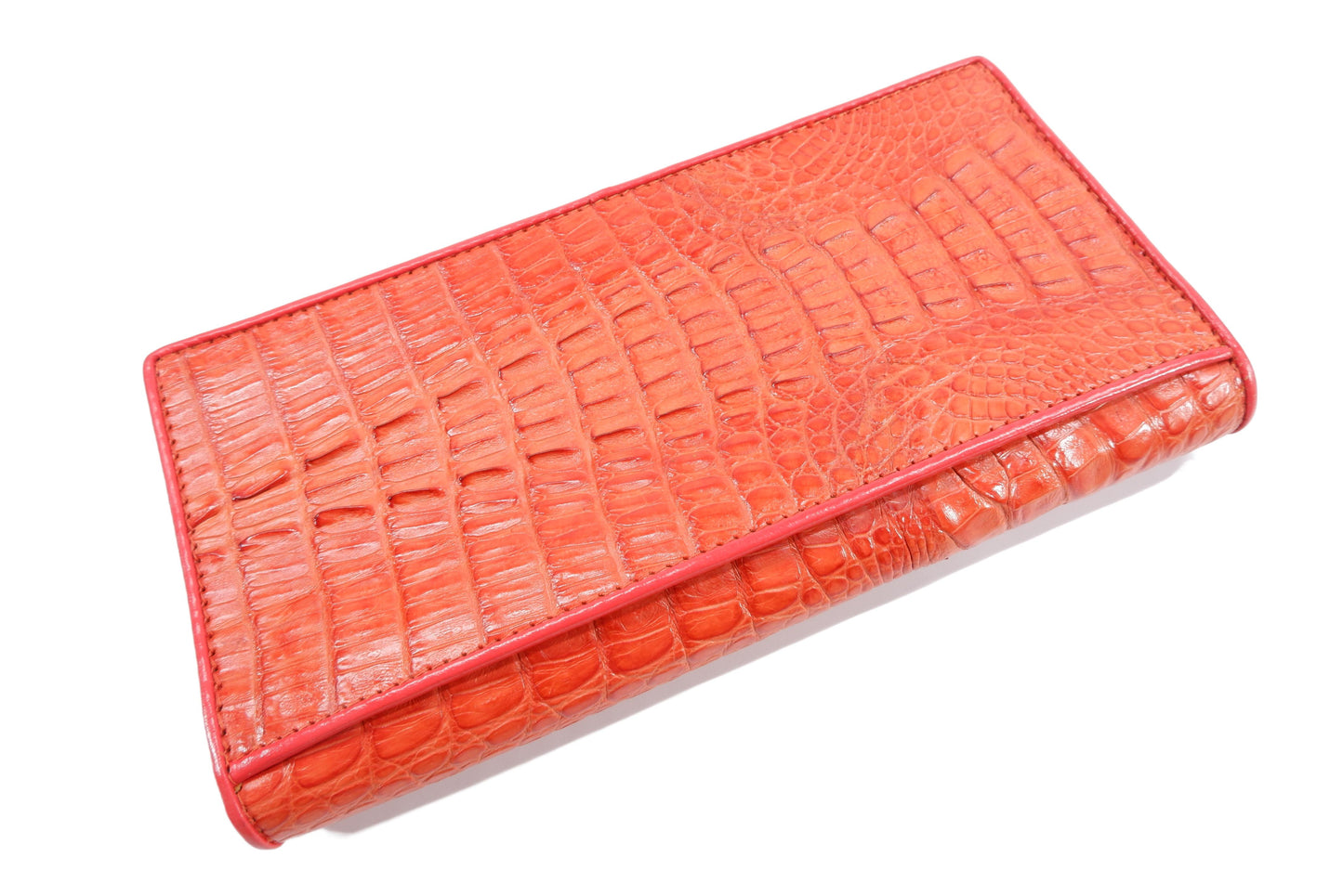 Genuine Caiman Crocodile Hornback Skin Leather Checkbook Long Wallet