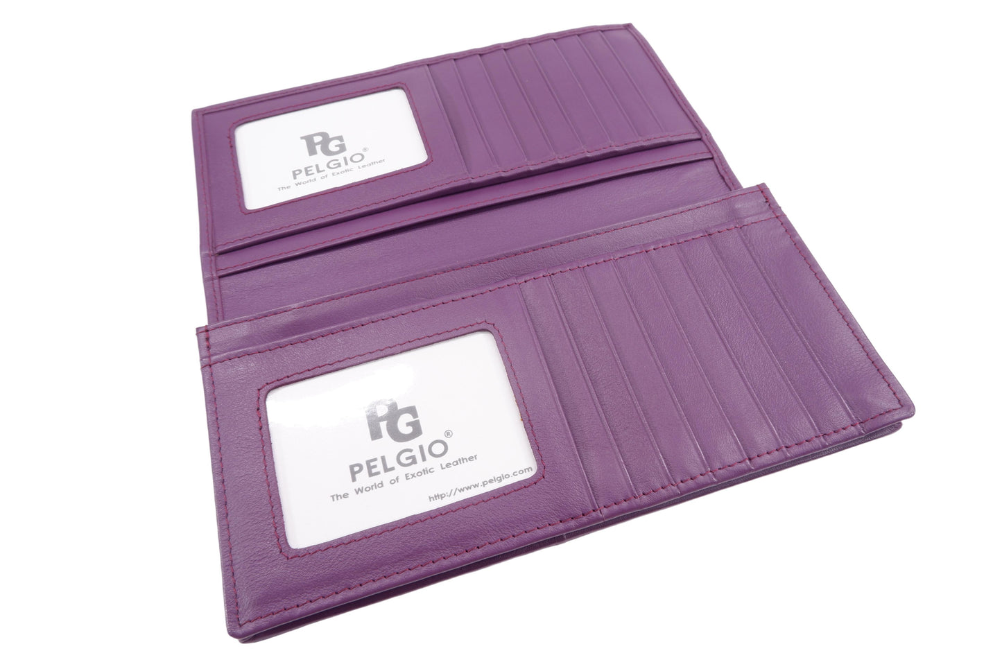 Genuine Caiman Crocodile Hornback Skin Leather Checkbook Long Wallet