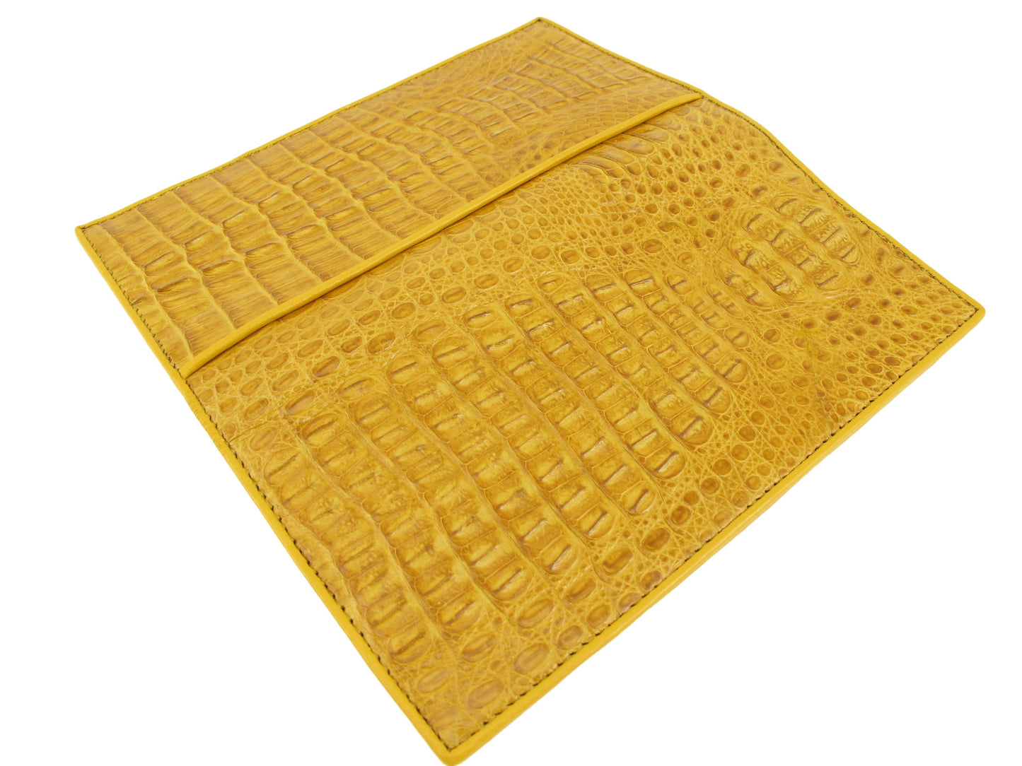 Genuine Caiman Crocodile Hornback Skin Leather Checkbook Long Wallet