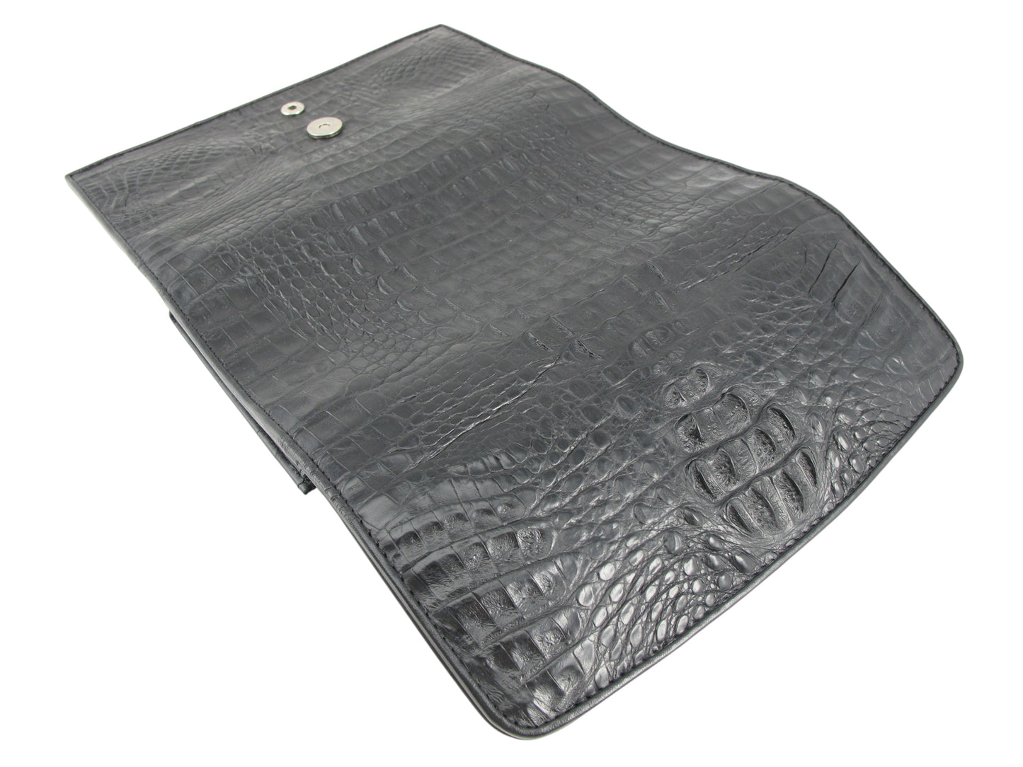 Genuine Caiman Crocodile Hornback Skin Leather Women's Trifold Clutch Wallet Purse