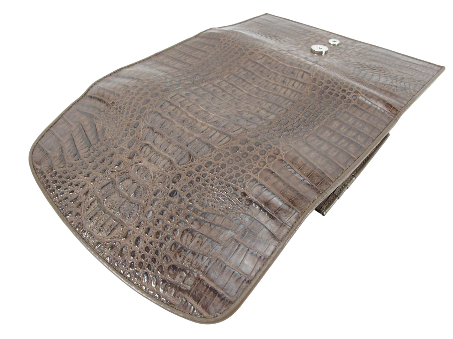 Genuine Caiman Crocodile Hornback Skin Leather Women's Trifold Clutch Wallet Purse