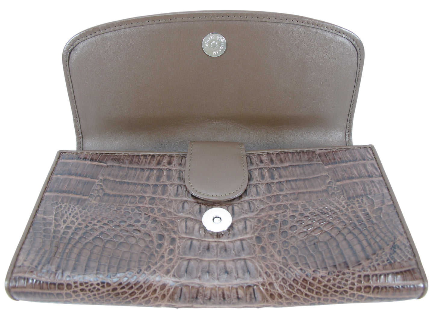 Genuine Caiman Crocodile Hornback Skin Leather Women's Trifold Clutch Wallet Purse