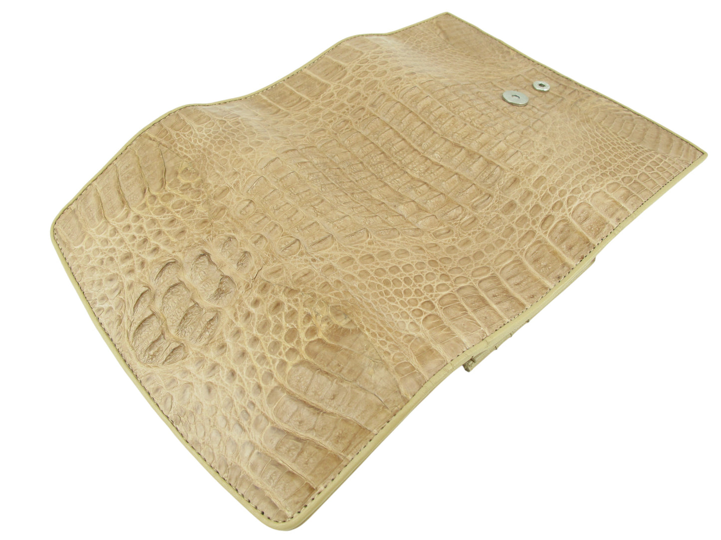 Genuine Caiman Crocodile Hornback Skin Leather Women's Trifold Clutch Wallet Purse