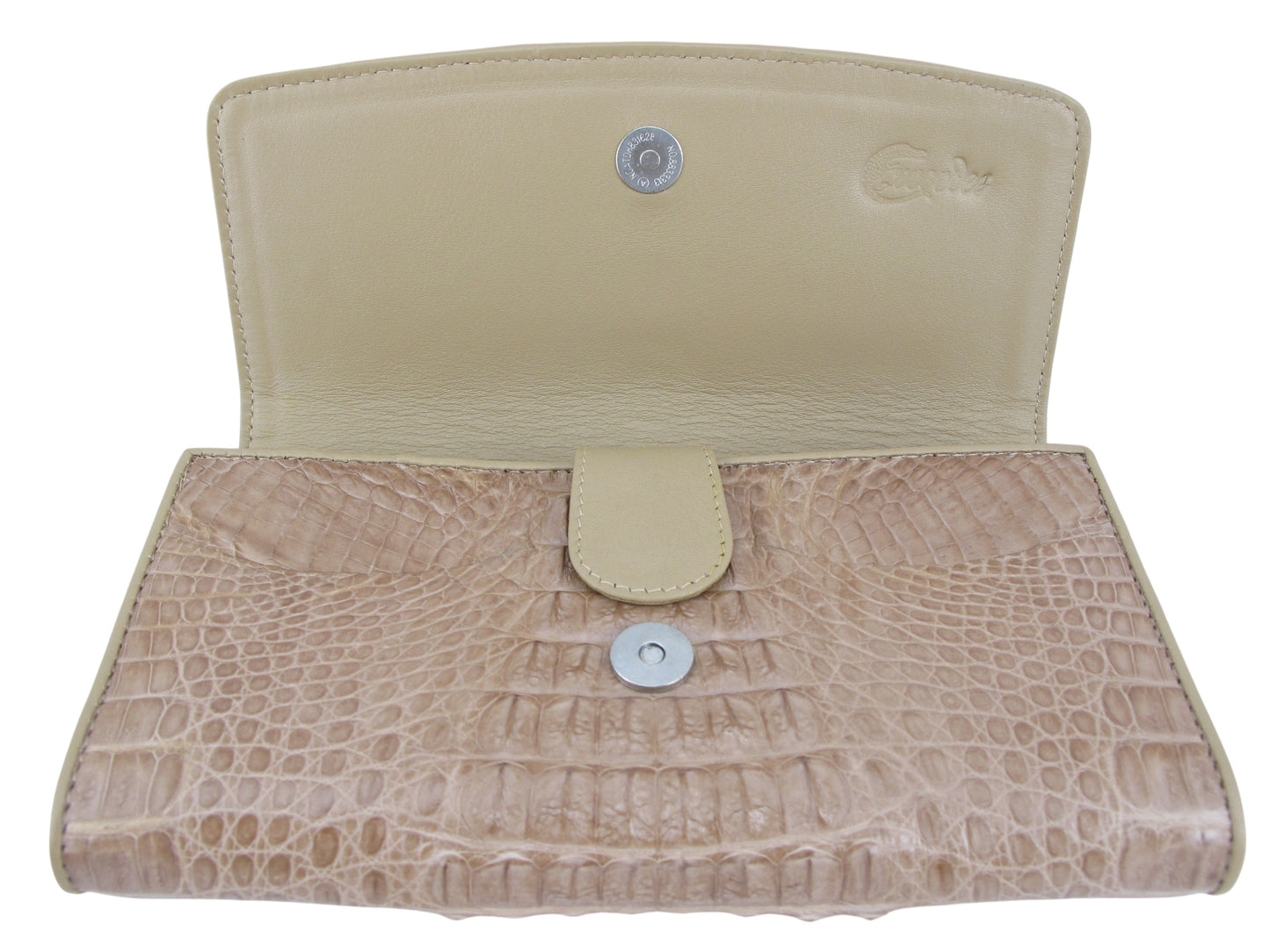 Genuine Caiman Crocodile Hornback Skin Leather Women's Trifold Clutch Wallet Purse