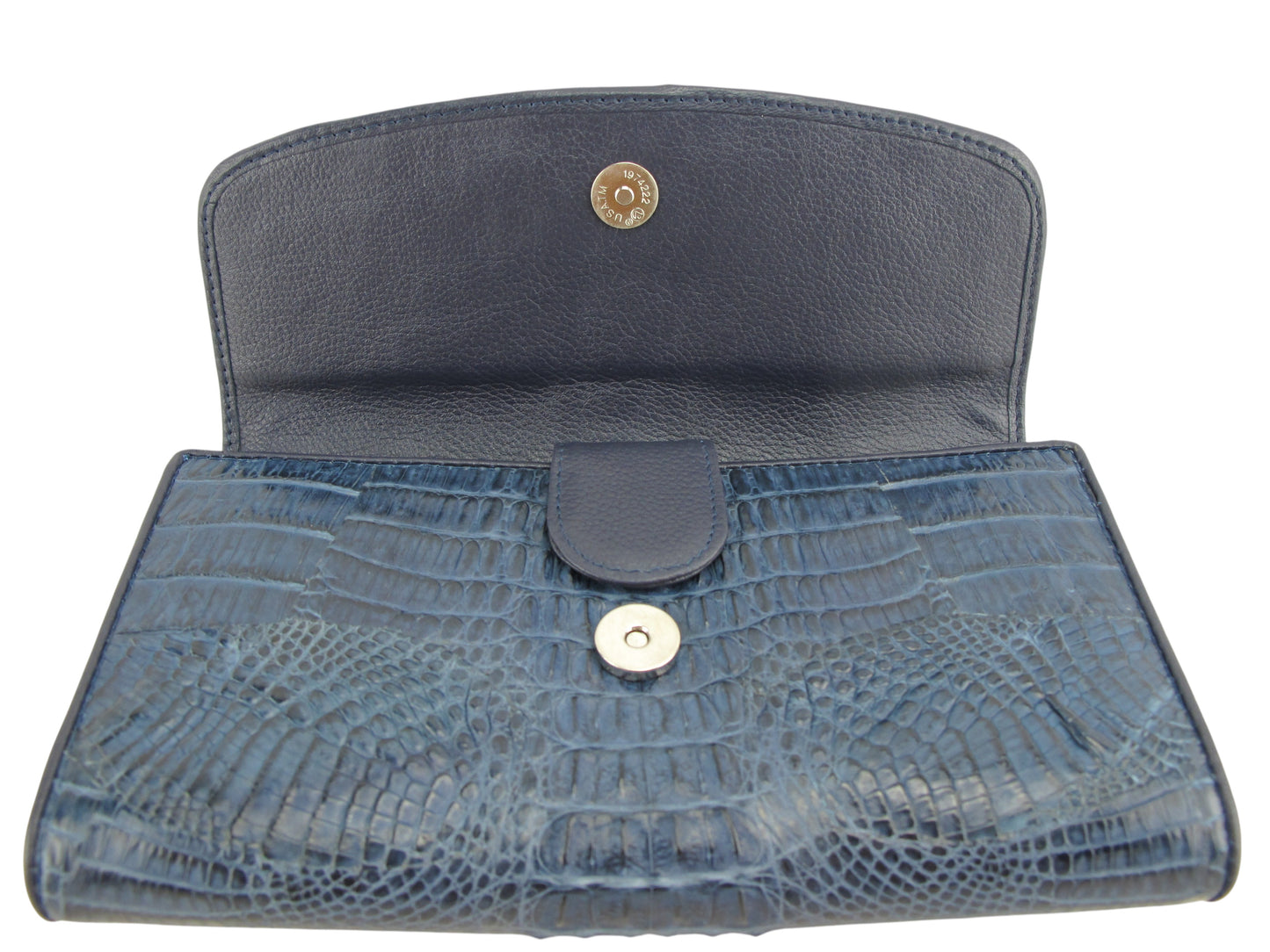 Genuine Caiman Crocodile Hornback Skin Leather Women's Trifold Clutch Wallet Purse