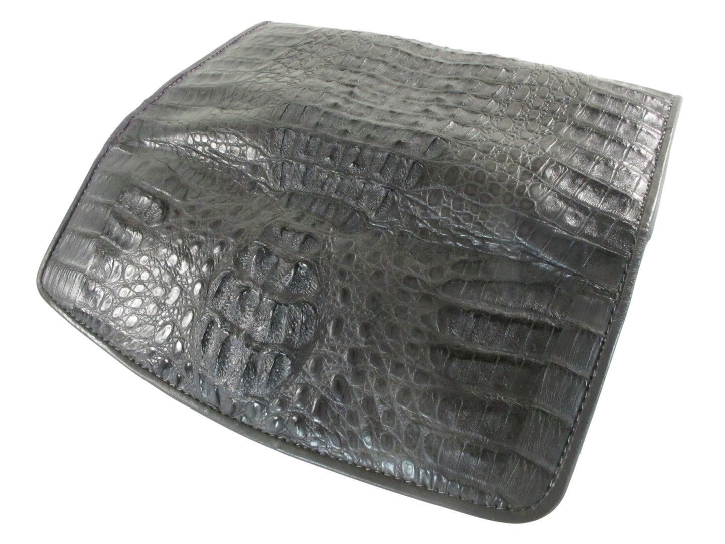 Genuine Caiman Crocodile Hornback Skin Leather Women's Trifold Clutch Wallet Purse