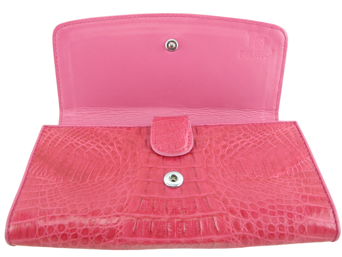 Genuine Caiman Crocodile Hornback Skin Leather Women's Trifold Clutch Wallet Purse